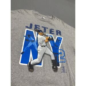 Vintage 2007 Derek Jeter NY Yankees Shirt Heather Grey Y2K MLB Major League XL